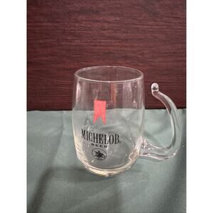Michelob Clear Glass Beer Mug With Open Hand Blown Handle